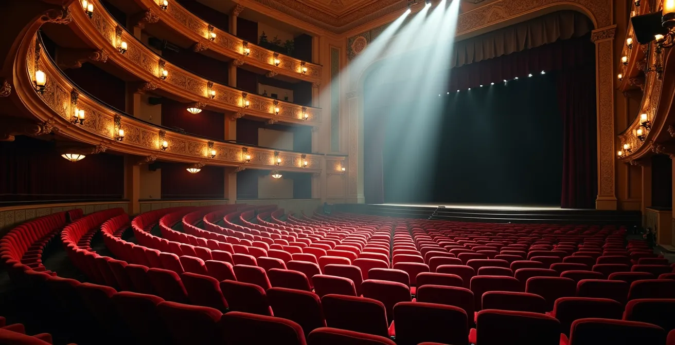 Innenraum des historischen Bayreuther Festspielhauses mit seiner einzigartigen Architektur