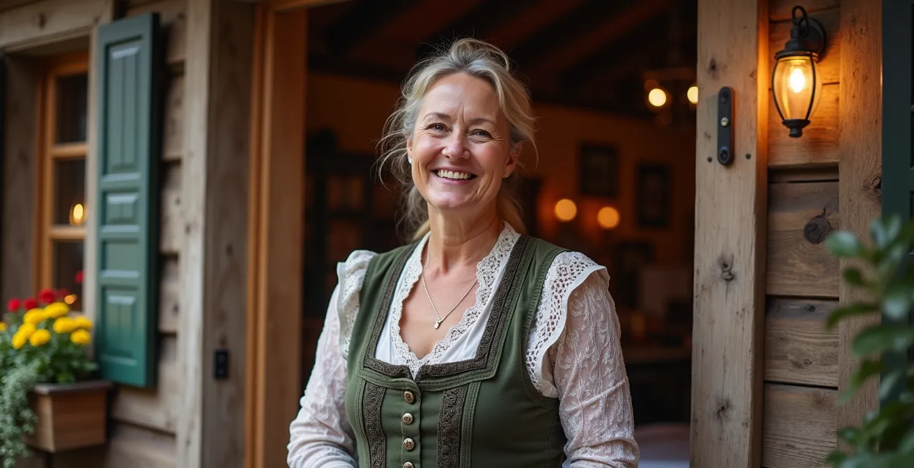 Traditioneller bayerischer Berggasthof mit Holzfassade und Blumenschmuck