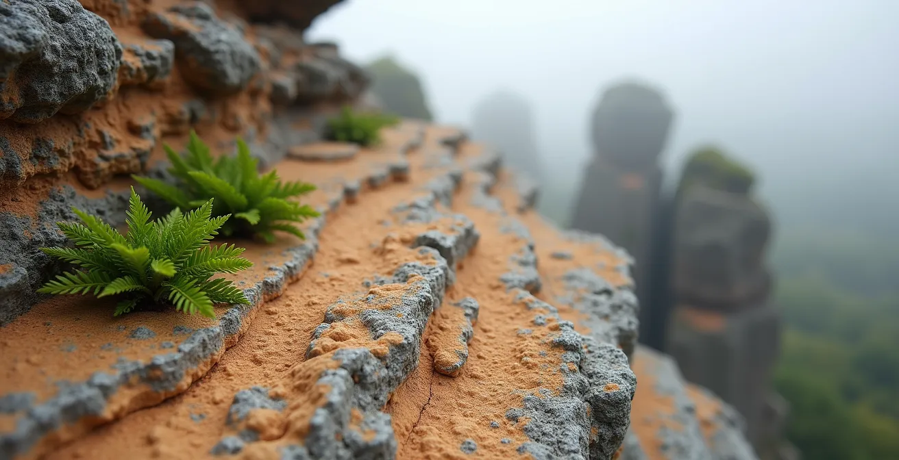 Basteibrücke in der Sächsischen Schweiz im mystischen Morgennebel