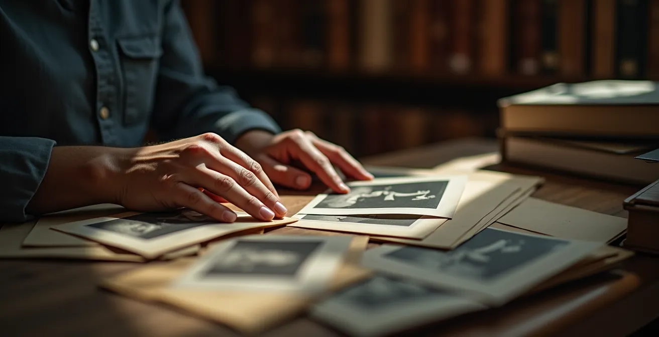 Person bei der Vorbereitung eines Gedenkstättenbesuchs mit historischen Dokumenten